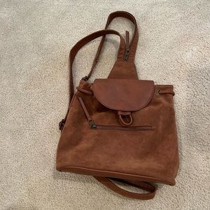 Brown suede mini backpack